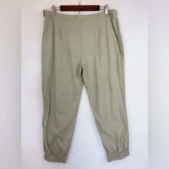 VINTAGE Deadstock Y2K Linen Pant Utility Jogger NEW Green Streetwear 90s Pull XL - Picture 8 of 14
